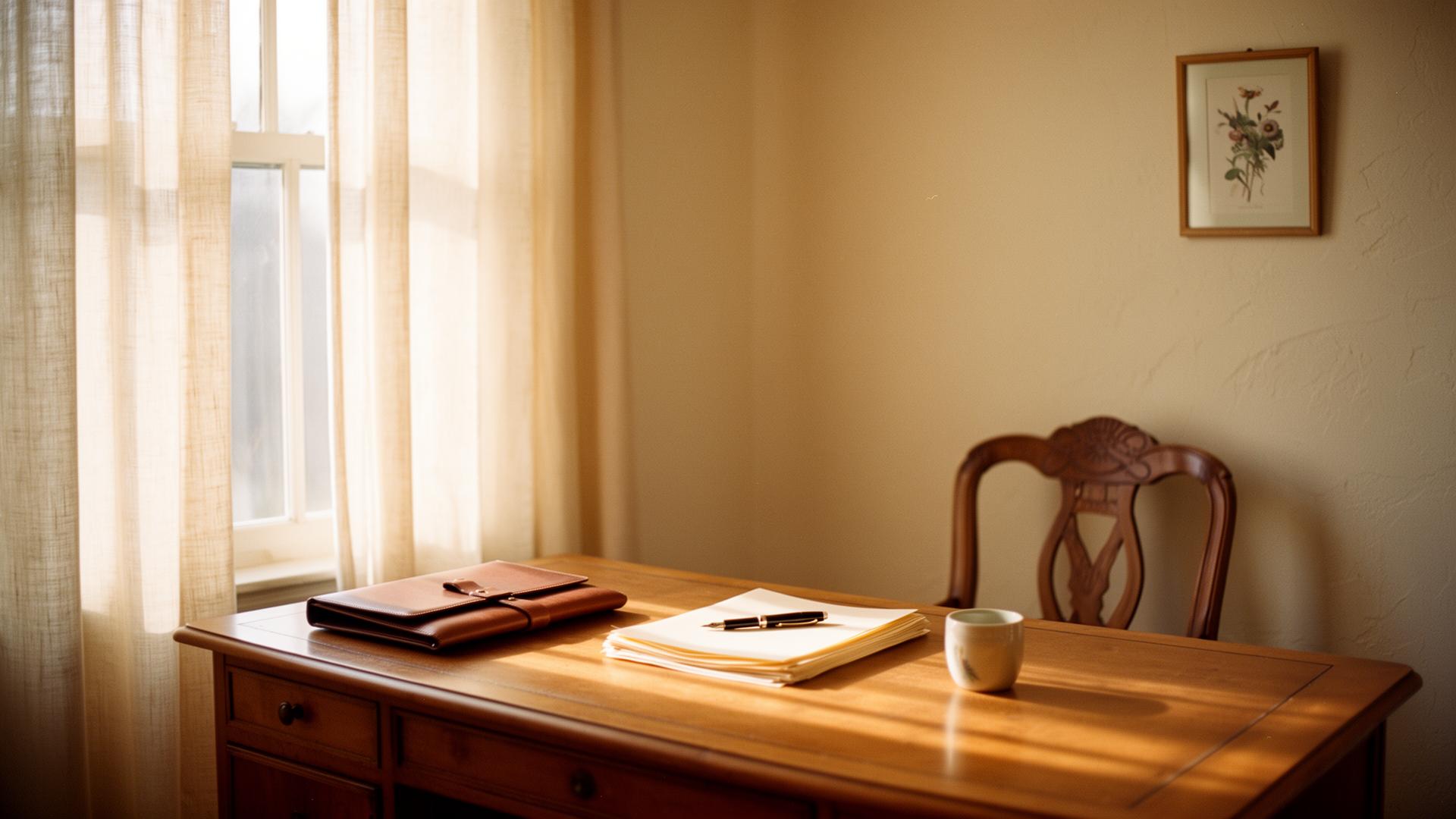 Private law office prepared for an estate plan review meeting