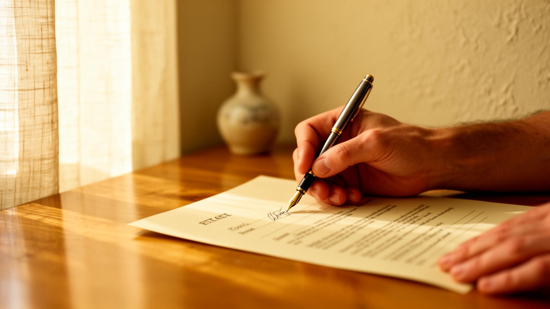 Estate planning documents being signed during a client meeting